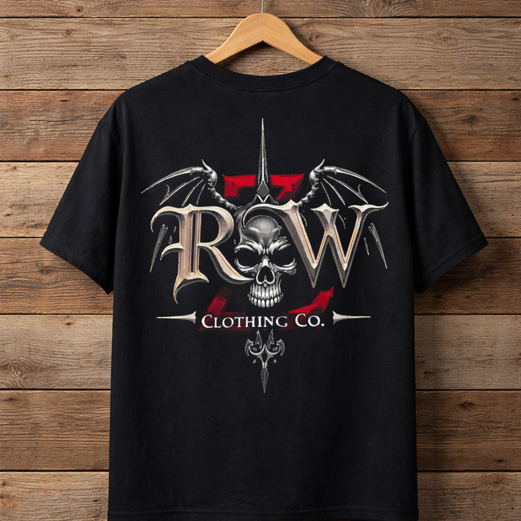 Rock Warriorz Black T-shirt Front and Back Logo