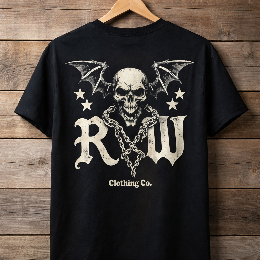 Rock Warriorz Black T-shirt Front and Back Logo