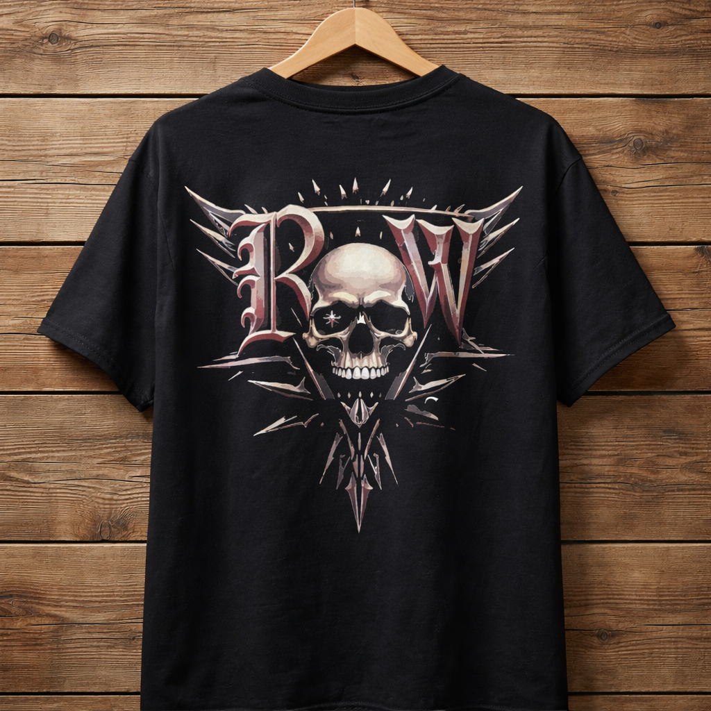 Rock Warriorz Black T-shirt Front and Back Logo