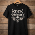 Rock Warriorz Black T-shirt Front and Back Logo