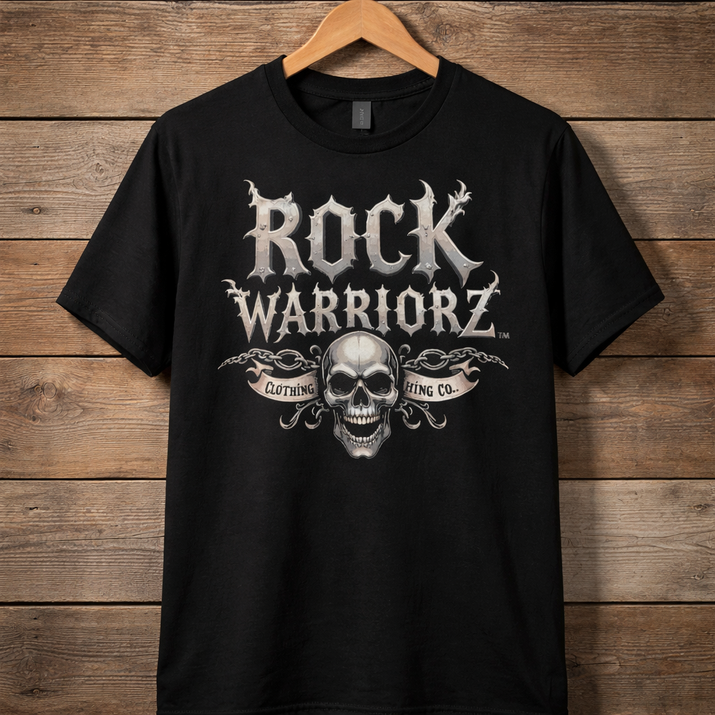 Rock Warriorz Black T-shirt Front and Back Logo