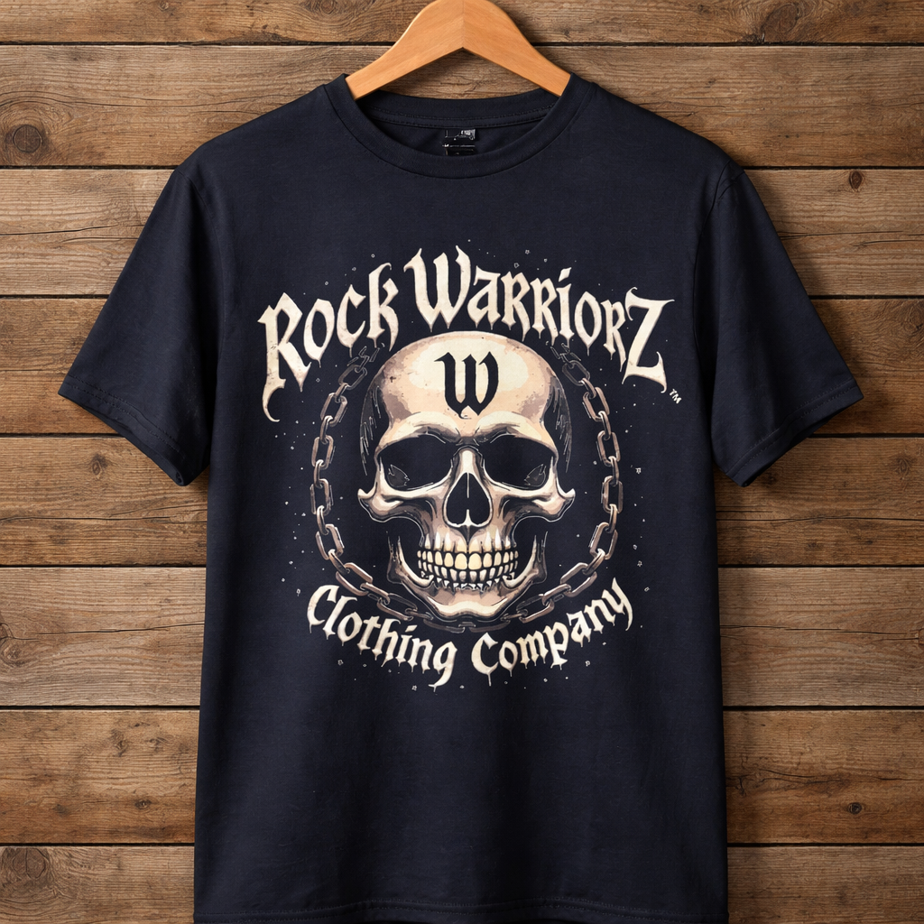 Rock Warriorz Black T-shirt Front and Back Logo