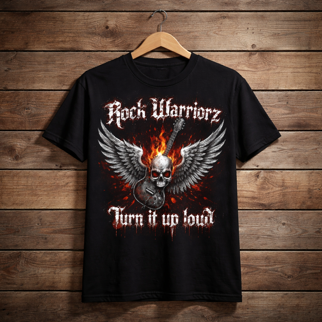 Rock Warriorz Black T-shirt Front and Back Logo