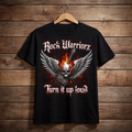Rock Warriorz Black T-shirt Front and Back Logo