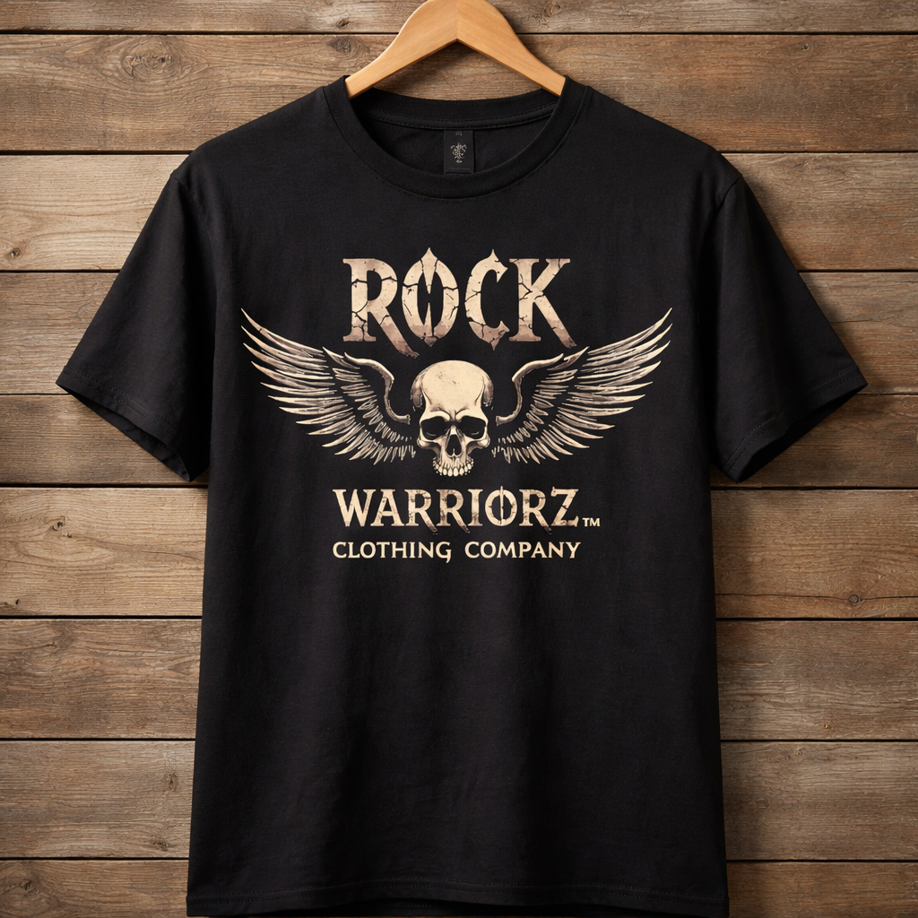 Rock Warriorz Black Tshirt Front and Back Logo