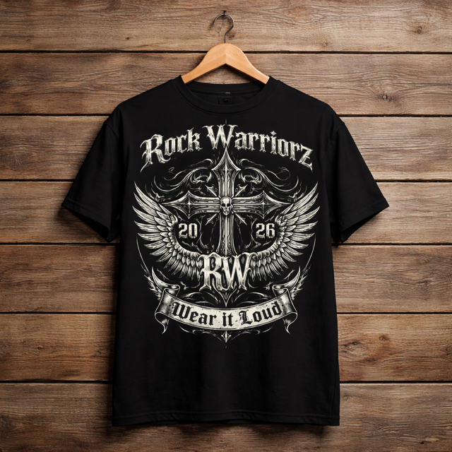 Rock Warriorz Black T-shirt Front Logo