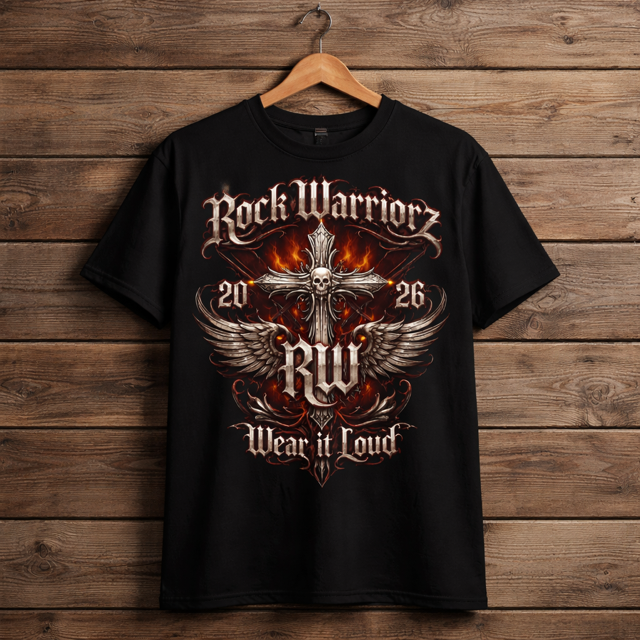 Rock Warriorz Black T-shirt Front Logo