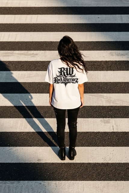 Rock Warriorz White T-shirt Front and Back Logo