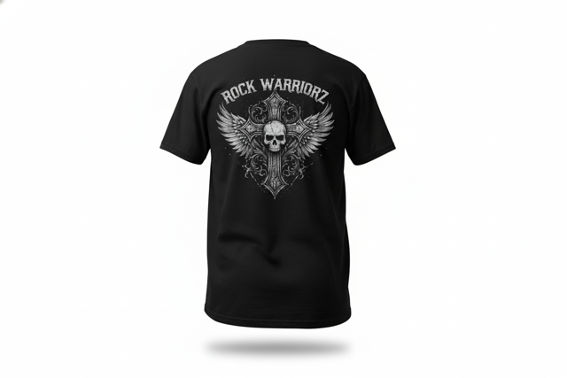 Rock Warriorz Black Front Back and Sleeve Logo