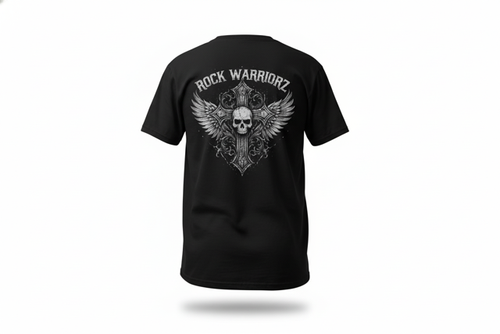 Rock Warriorz Black Front Back and Sleeve Logo
