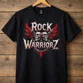 Rock Warriorz Black T-shirt Front and Back Logo