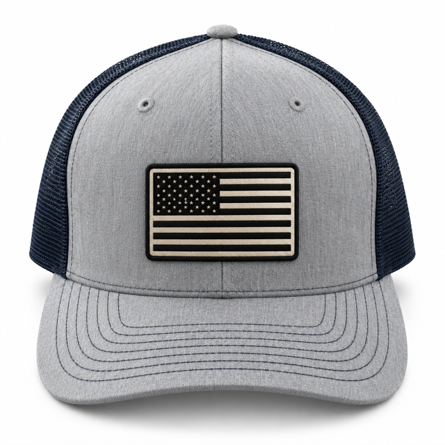 Rock Warriorz American Flag Leather Patch Trucker Hat
