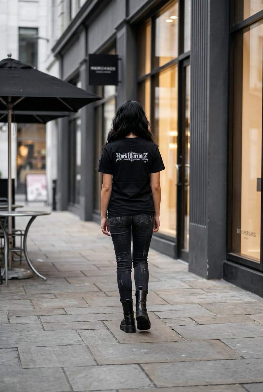 Rock Warriorz Black T-shirt Front and back logo