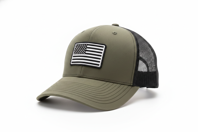 Rock Warriorz Hat Leather White and Black Patch Flag Logo