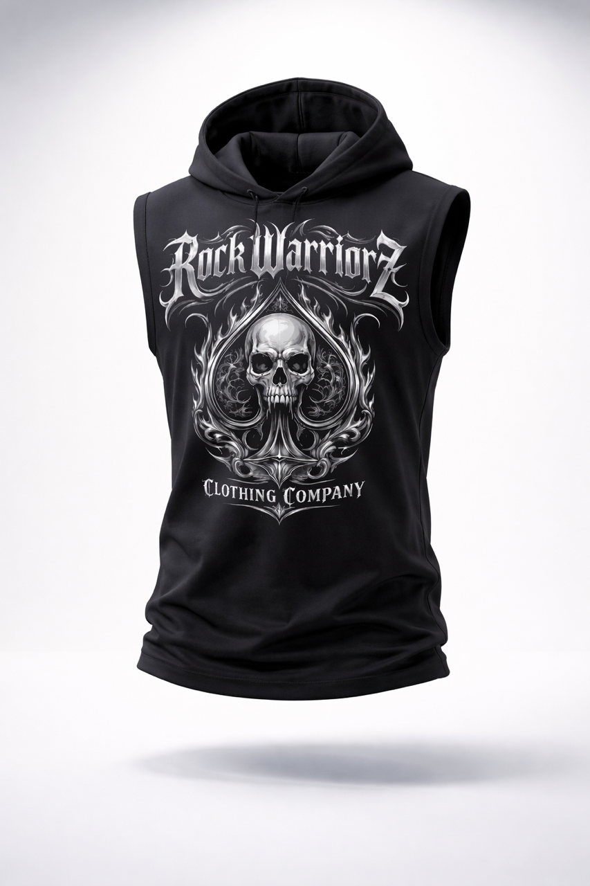 Rock Warriorz Sleeveless Hoodie Front Logo