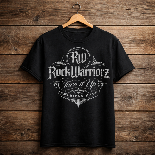 Rock Warriorz Black T-shirt Front Logo