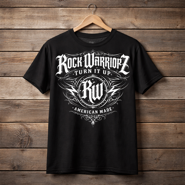 Rock Warriorz Black T-shirt Front and Back Logo