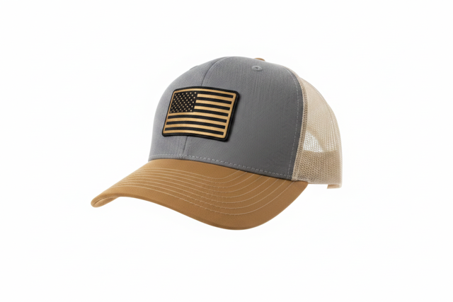 Rock Warriorz Hat Leather Patch Gold and Black Flag Logo